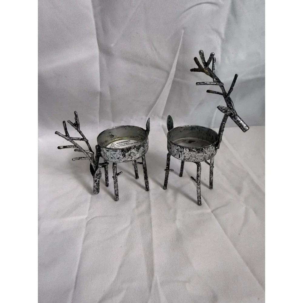 Sur La Table Standing Metal Reindeer Tea Light holders Set Of Two